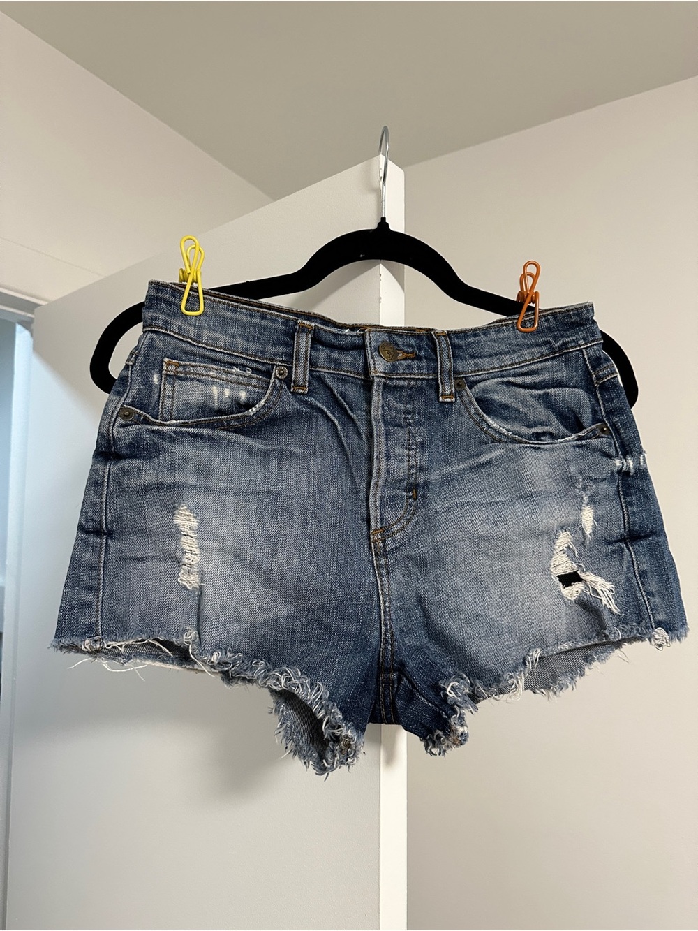 Guess Distressed Blue Denim Cutoff Shorts